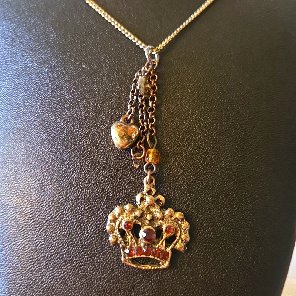 Rhinestone Crown Pendant Necklace
